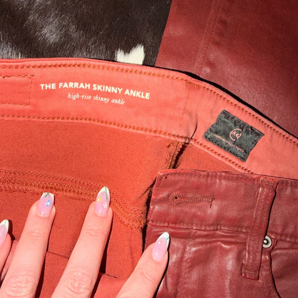 Ag Adriano Goldschmied Women's Skinny Jeans in Deep Burgundy - Picture 2 of 7